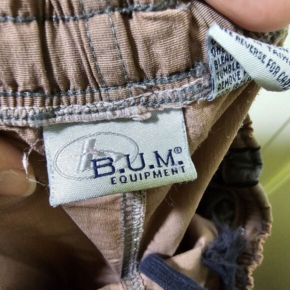 Vintage BUM Equipment Baggy Windbreaker Pants Mens L Mauve Nylon Cargo Y2K - Picture 5 of 9